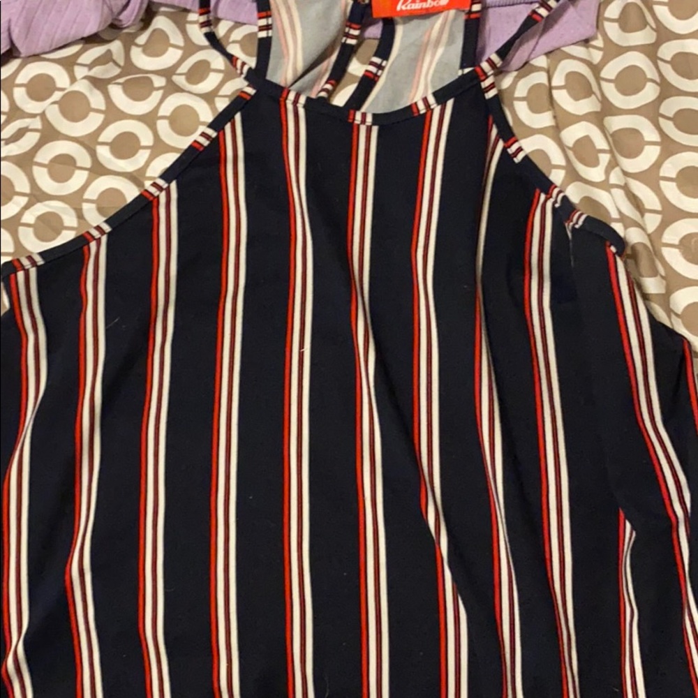 Blue red and white flare shirt